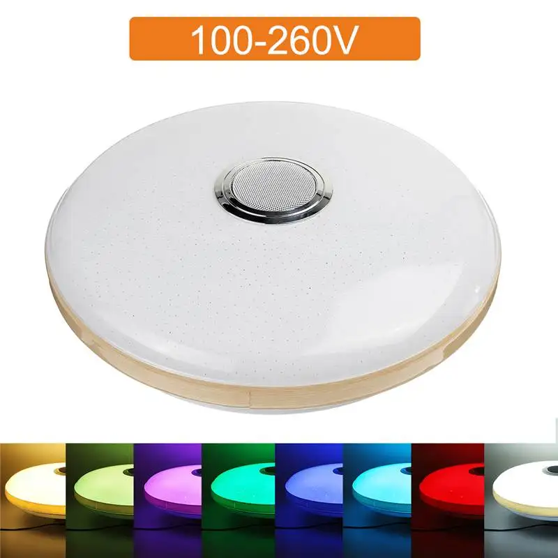 80 Вт светодиодный музыкальный потолочный светильник RGB bluetooth динамик лампа 108 светодиодный светильник s домашний 220 В/110-260 в пульт дистанционного управления с регулируемой яркостью приложение красочный светильник - Цвет корпуса: 100-260V
