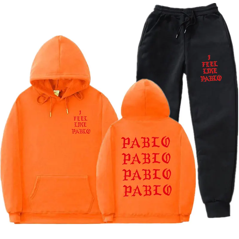 Модный мужской спортивный костюм с надписью I feel like Paul Pablo Kanye West, Мужская и Женская толстовка с капюшоном в стиле хип-хоп, уличная одежда, костюм из двух предметов
