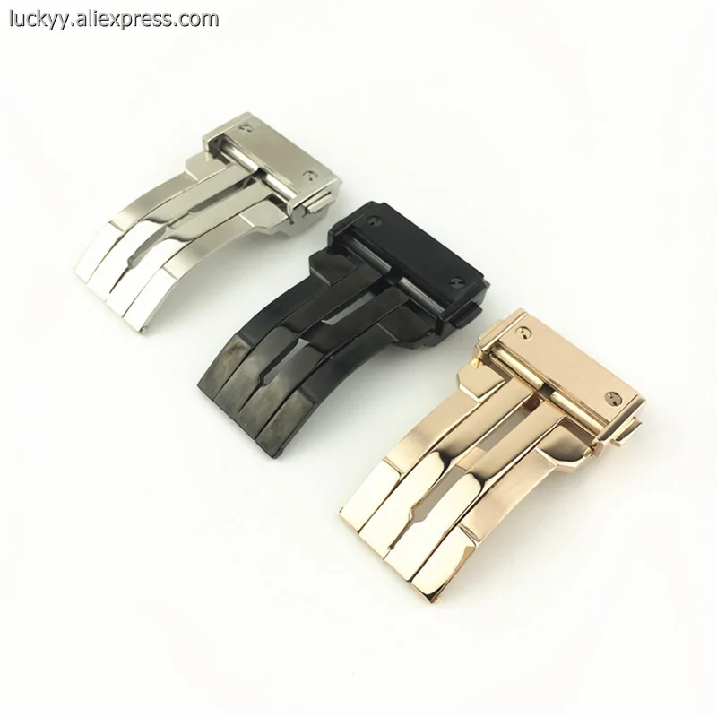 Folding Press Buckle 22 24mm Rose Gold Stainless Steel Clasp for Mens Watch Match Big Band Luxury Brand A117