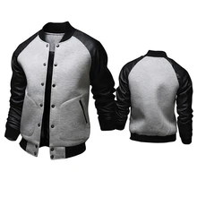 

Men's Jacket Classic Patchwork Baseball Jackets Autumn Outdoor Coats Stand Collar Slim Jackets New Fashion Male Clothing