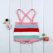 Дети новорожденный ребенок брюки шорты хлопок вязаный детский комбинезон корейский стиль короткий комбинезон для маленьких мальчиков и девочек Розовая Одежда для младенцев