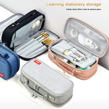 

Zipper Stationery Pencil Case Canvas Multi-functional Large Capacity Pen Case Supplies for Kids School Organizing Pens