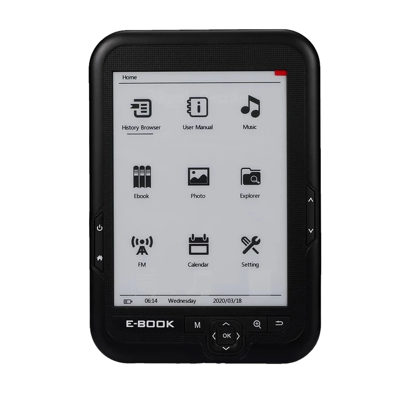 BK 6006 Portable E Book Reader 8GB E Ink 6 Inch Multifunction EReader 800X600 High Resolution Display Sn 300DPI