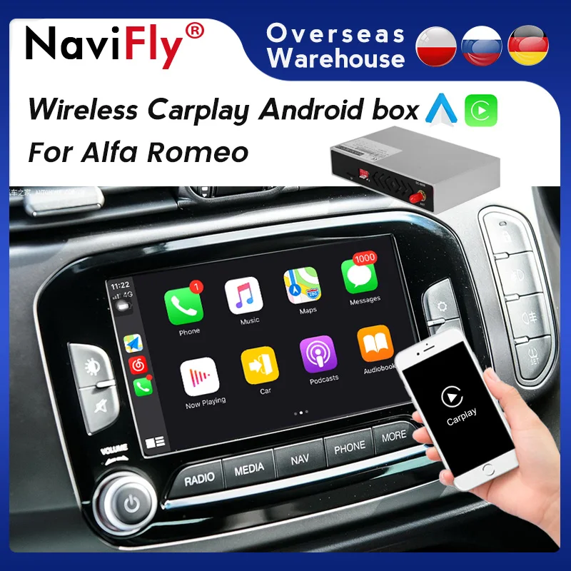 NaviFly Decoder Box Car Radio video CarPlay Android Auto For Alfa Romeo support Wireless Mirror link SWC iDirve Reversing camera |