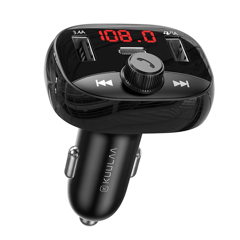 KUULAA 38W USB Type C Phone Charger For Car FM Transmitter Bluetooth Car Kit Audio MP3 TF Card Player Dual USB Car Phone Charger 