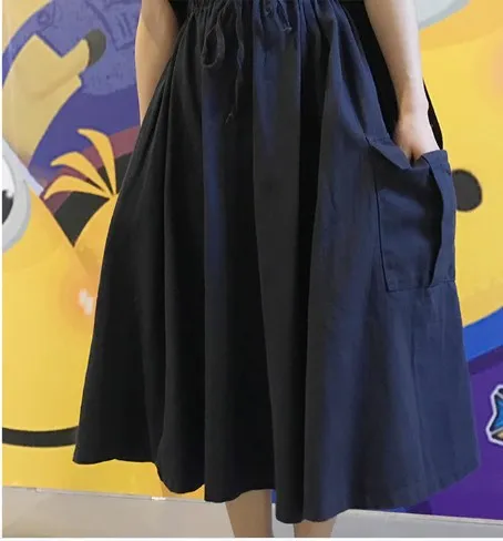 Стиль сафари, женские юбки с карманами, Женская Повседневная Свободная облегающая трапециевидная плиссированная юбка, винтажная длинная юбка с высокой талией, fw556