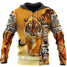 

Men's hoodies and sweatshirts cloocl Beautiful love Tiger 3d full-body print luxury hoodies men's sweatshirts zipper pullover ca