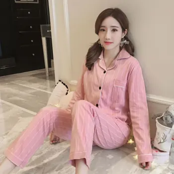 

Loose Casual Pajama Sets For Women Long Sleeve&Pants Two Pieces Loose Comfortable Home Suits For Girl Cotton Made Good Quality