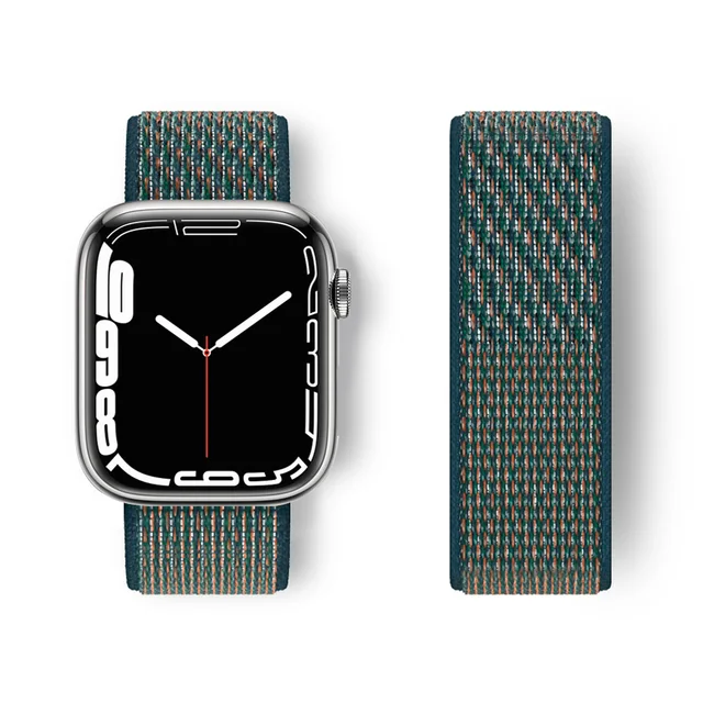 Nylon Strap for Apple Watch Band Series 765 45mm 41mm44mm 40mm  Smartwatch Watchband Belt Sport Bracelet on iWatch 4 3 42mm 38mm Orangered dark green
