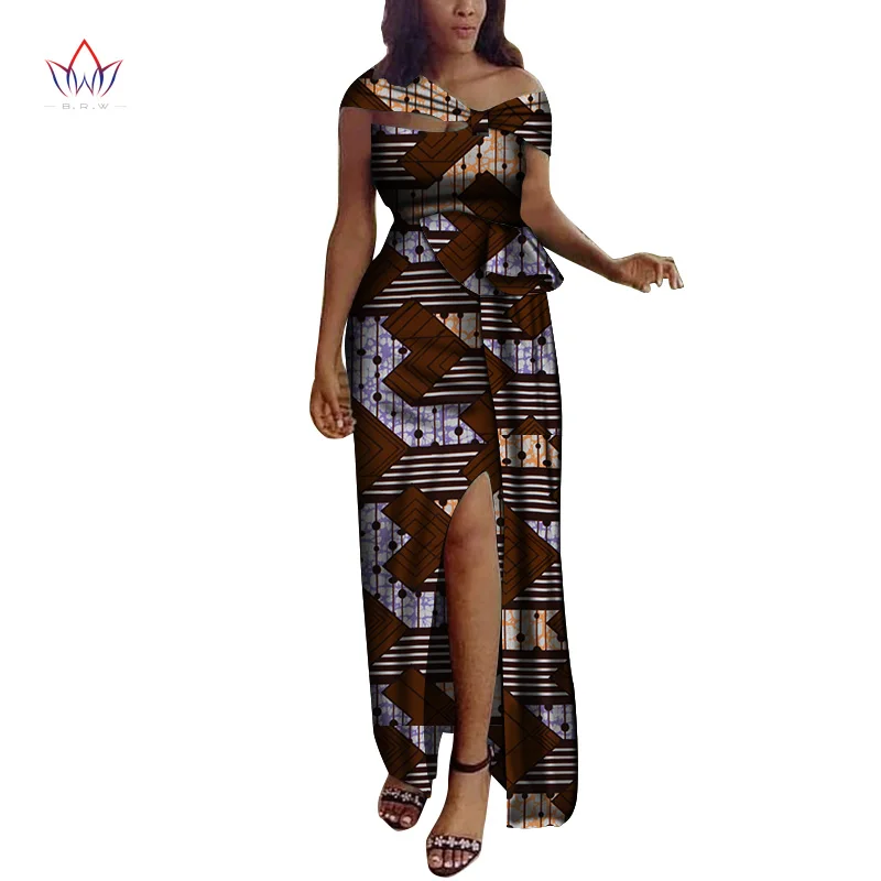 Базен Riche Африканский принт сексуальные вечерние длинные платья африканская Дашики платья для женщин африканская одежда Свадебные платья WY5142 - Цвет: 2