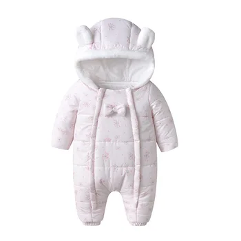 

New winter baby thermal jumpsuit with cotton windproof climbing suit, female baby go out waterproof coat