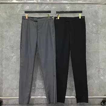 

2020 Fashion TB THOM Brand Men Slim Casual Suit Pants Business Black Spring And Autumn Cotton Formal Trousers