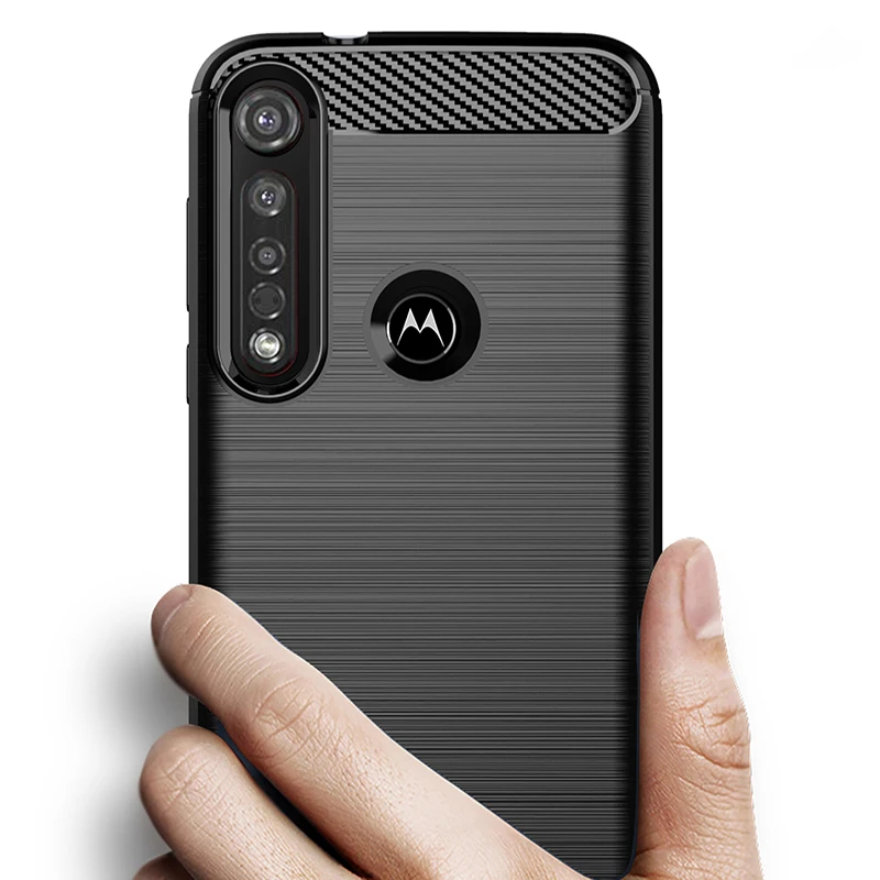 Противоударный чехол для Motorola Moto One Action Macro Zoom G8 E6 E5 G6 G7 Play из матового углеродного