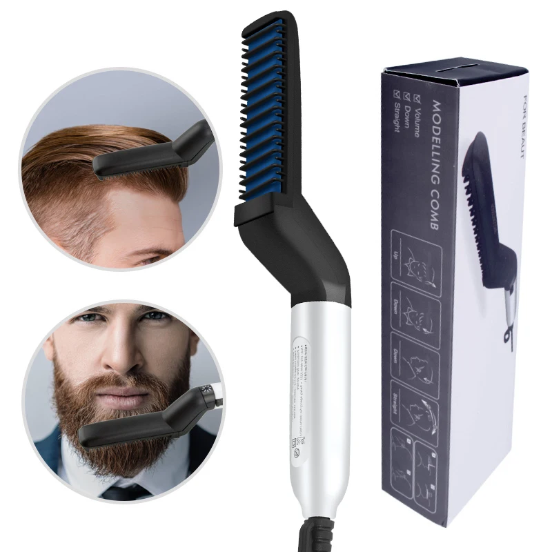 Peine cepillo de pelo multifuncional para hombres, alisador de barba, peine  Alisador, rizador de pelo, Peinador rápido|Cepillos de pelo eléctricos| -  AliExpress