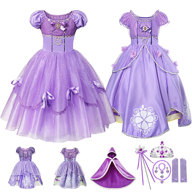 Vestido De Princesa Sofia Com Manga Bufante, Elegante Meninas Para Natal,  Vestido De Baile De Tule Com Lantejoulas, Fantasia De Princesa Para Festa  De Dia Das Bruxas - AliExpress