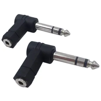 

Hot 90 Degree 6.35mm 3 Pole Male to 3.5mm Female Stereo Headphone Audio Adapter Converter Connector(2-Pack)