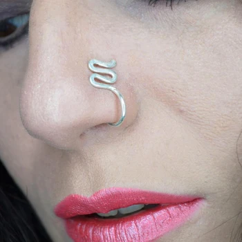 

925 Silver Fake Piercing Nose Ring Septum Hoop Ring Handmade Gold Filled Faux Septum Jewelry Ring Punk Hoop Jewelry