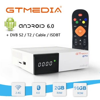 

GTmedia GTC Satellite Receiver DVB-S2 DVB-C DVB-T2 ISDB-T Amlogic S905D android 6.0 TV BOX 2GB RAM 16GB ROM BT4.0 Freesat GTC