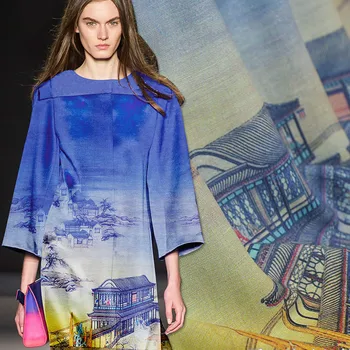 

130cm wide silk linen fabric meter 35mm printed linen silk fabric vintage chinese silk fabric wholesale linen cloth