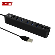 USB chyi Hub 2,0 6 портов высокоскоростной адаптер мульти-Сплиттер TF SD кардридер ПК настольные компьютерные аксессуары для ноутбуков