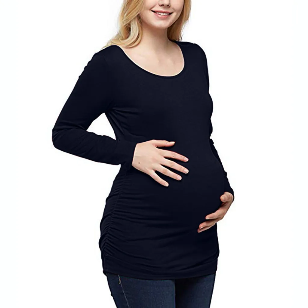 TELOTUNY, топы для беременных с длинными рукавами, однотонная Одежда для беременных, Casusl, топы для кормящих детей, блузка для кормления грудью, футболки 924