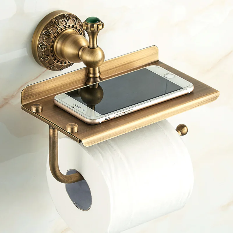 

European Style Vintage Mobile Phone Stand Toilet Paper Tissue Box Toilet Rack Toilet Paper Holder Bathroom Hole Punched Roll Sta