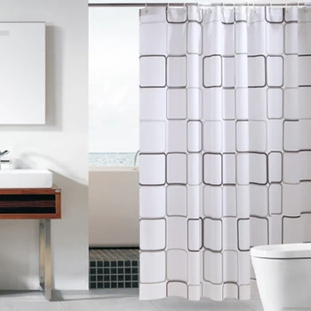 

Big grid pattern Waterproof PEVA Shower Curtain Liner Transparent Mildew Curtain Bathroom Products With High Quality Hooks 1PC