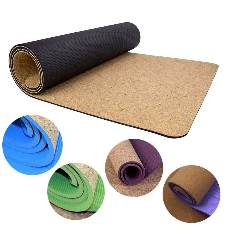 

Natural Cork Yoga Mat Composite TPE Gym Sports Pads 6mm Pilates Exercise Non-slip Yoga Mats 72 *24 inch Tasteless