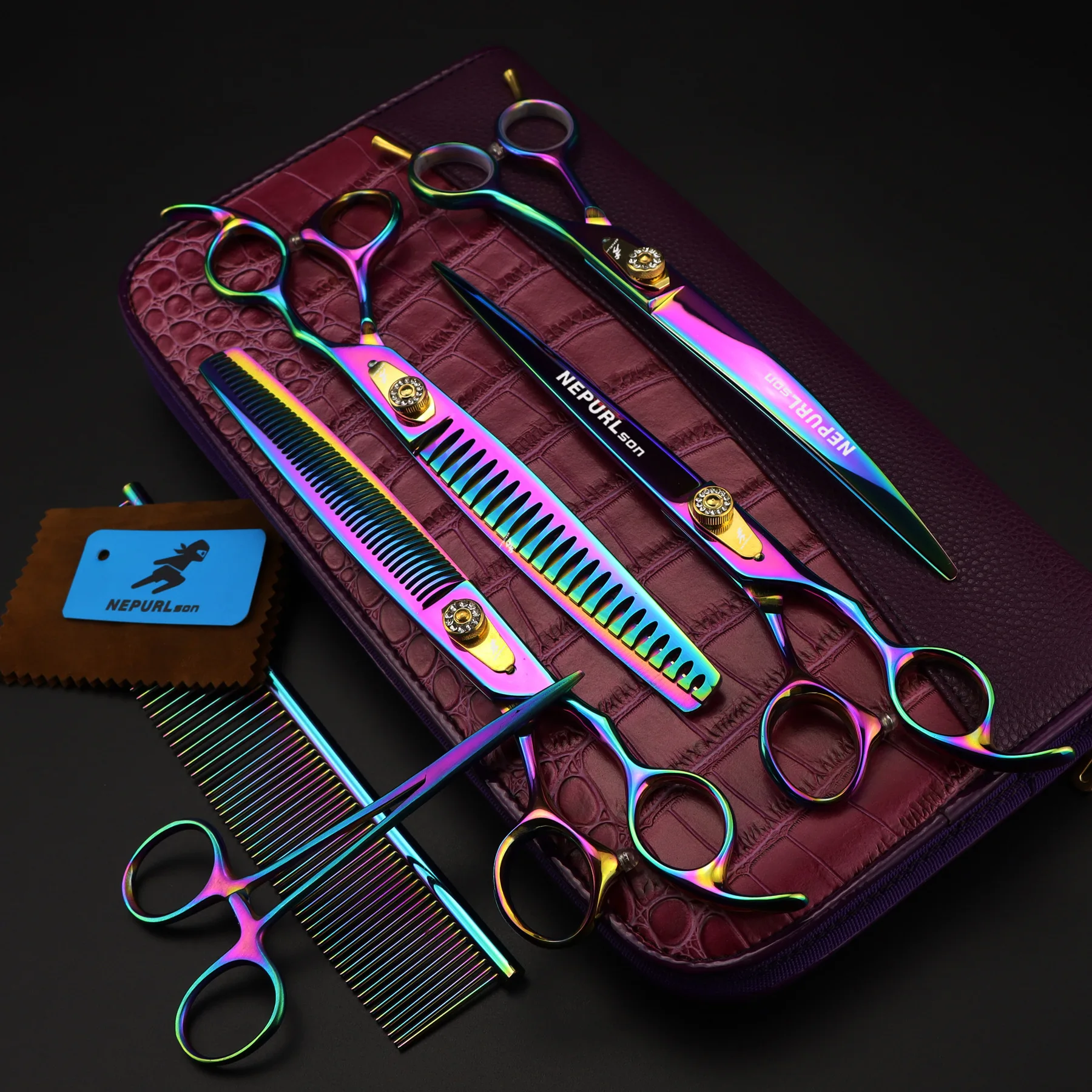 8inch High Quality Pet Grooming Scissors Sets 1STRAIHT &amp 2THINNING 1 CURVED scissors in set | Дом и сад