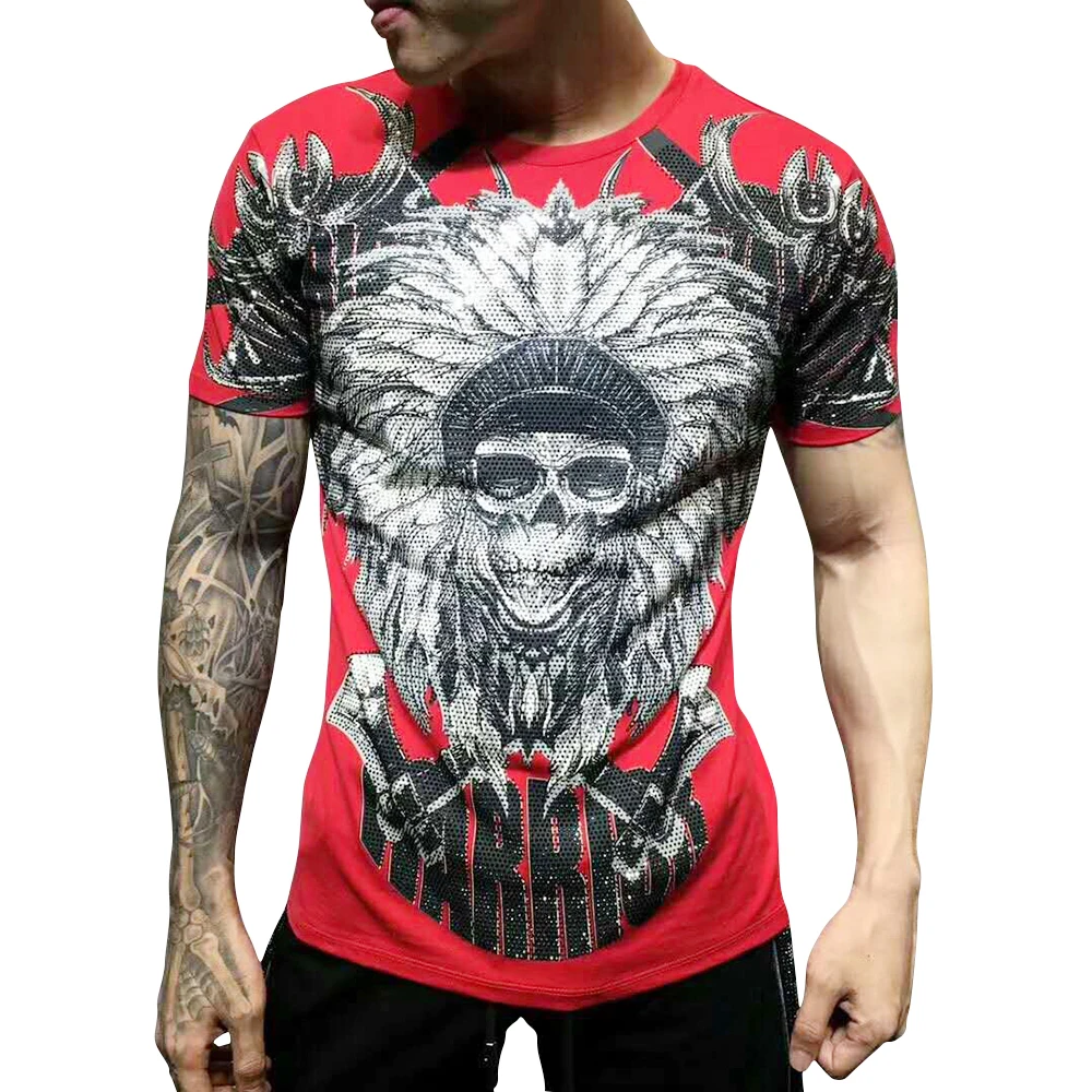 DUYOU, Мужская футболка, King of Bling Crystal Skull, футболки для мужчин, с принтом букв, топы для мужчин, Camisetas Hombre, Повседневная футболка для мужчин, DY19