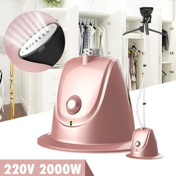 

220V 2000W Standing Garment Clothes Fabric Steamer Machine Iron Steam Wrinkle Remove Hanger 1.8L Water Tank Pink