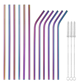 

Multicolor Colorful Stainless Steel Straws 10.5 Inch Rainbow Multi-Colored Reusable Drinking Straws Metal Drinking Straws For 30