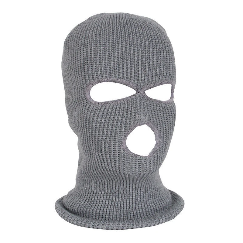 Gray Balaclava Hat Shield Beanie Cap 3 Hole Keep Warm Cycling Knit Ski Mask Bicycle Helmet Snow Winter - Цвет: Gray