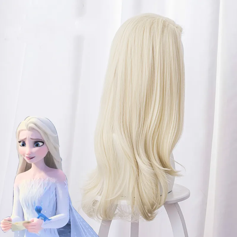 Замороженные 2 Принцесса Эльза Косплей парики Снежная королева длинный светильник желтый волнистые вечерние подарки Хэллоуин+ Бесплатные парик