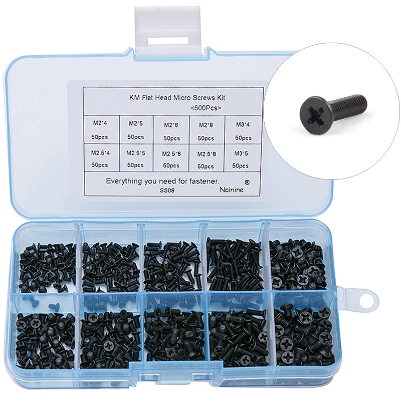 

New 250Pcs/500Pcs M2 M2.5 M3 KM Screw Countersunk SSD Electronic Repair Screws Accessories For SONY SAMSUNG IBM HP SS08