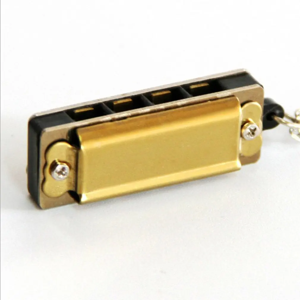 Colorful Harmony Mini Necklace 8-Tone Harmonica Diatonic 4 Hole Harmonica Blue Pendant Necklace Musical Instrument