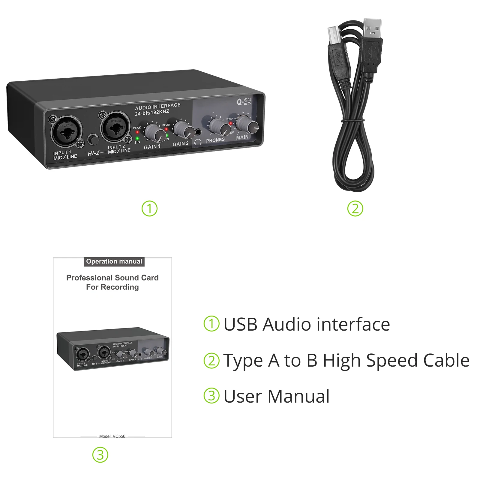 Neoteck 2x2 USB  ̽ Mic   24 Ʈ/192 Khz  MIC(XLR)/ (TRS) Ÿ̽ ǻ  40