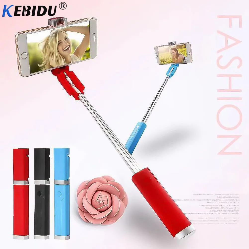 Kebidu-Palo de selfi extensible de mano, soporte para autorretrato, monopié para iphone, Xiaomi, Huawei, Samsung, teléfono inteligente