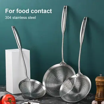 

Kitchen Gadgets Stainless Steel Slotted Spoon Straining Ladle with Handle Kitchen Skimmer Strainer