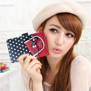 

Woman Wallet Colorful Korean Version Lady Wallet Printing Two-fold Wallets Coin Purse Dot Personalized Wallets