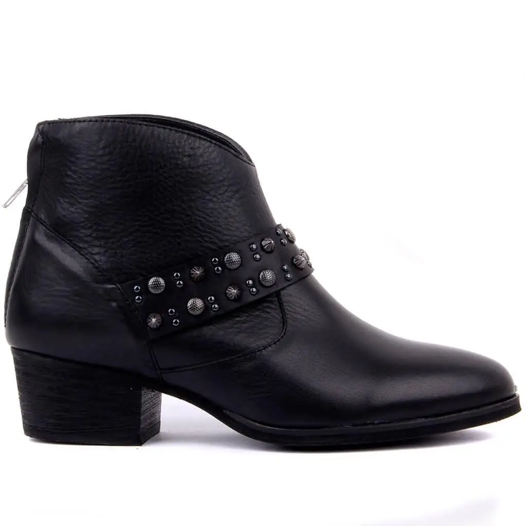 

Sail-Lakers Black Leather Zipper Women 'S Half Boots