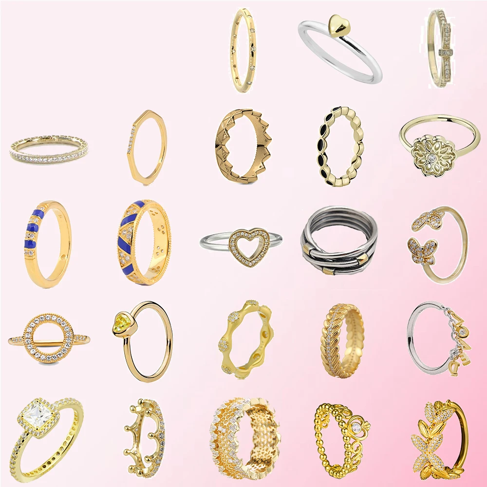 

2019 100% 925 Sterling Silver Classic Heart Shape Daisy Feather Crown Women Women Charm Gold Ring Free Shipping