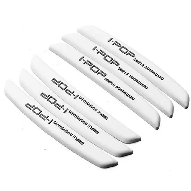 6 Pcs Universal Auto Car Door Edge Protection Guards Buffer Trim Molding Protection Strip Scratch Protector Car Door Crash Bar white