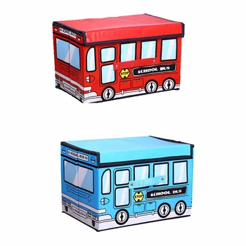 

Cute BusShape Storage Box Cartoon Pattern Toy Storage Box Cartoon Bus Shaped Storage Box Waterproof Toy Storage Box Organizers