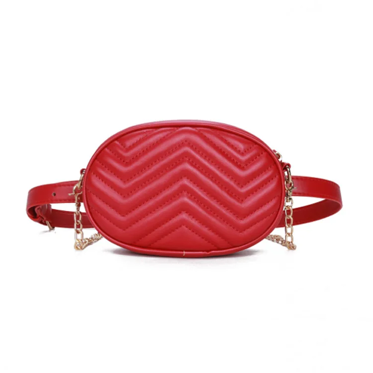 

2019 New Style Wave Pattern Spiraea Rhombus Chain Shoulder Small round Bag Fashion Korean-style Fashion Simple Women's Shoulder