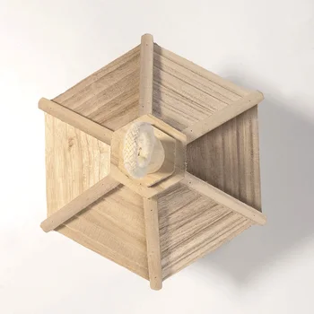 

Ornament Bird Feeder Hexagon Shaped Roof Wooden Display For Garden Outdoor