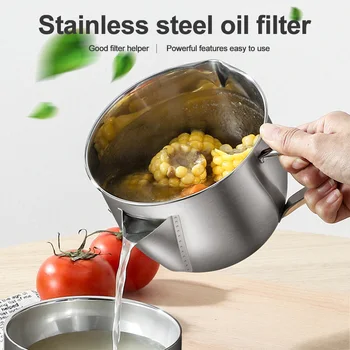 

2020 Multi-use 304 Stainless Steel Gravy Oil Soup Fat Separator Grease Oiler Filter New Strainer Bowl Home Kitchen Cooking Tools