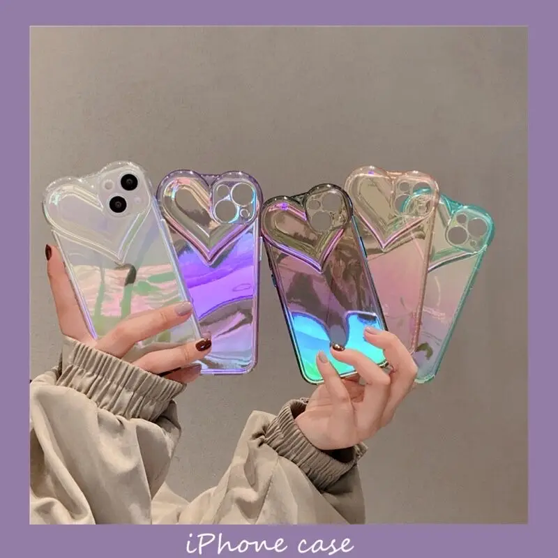Модный милый чехол в форме сердца Корейском стиле для iPhone 13 12 11 Pro Max XS XR 7 8 plus