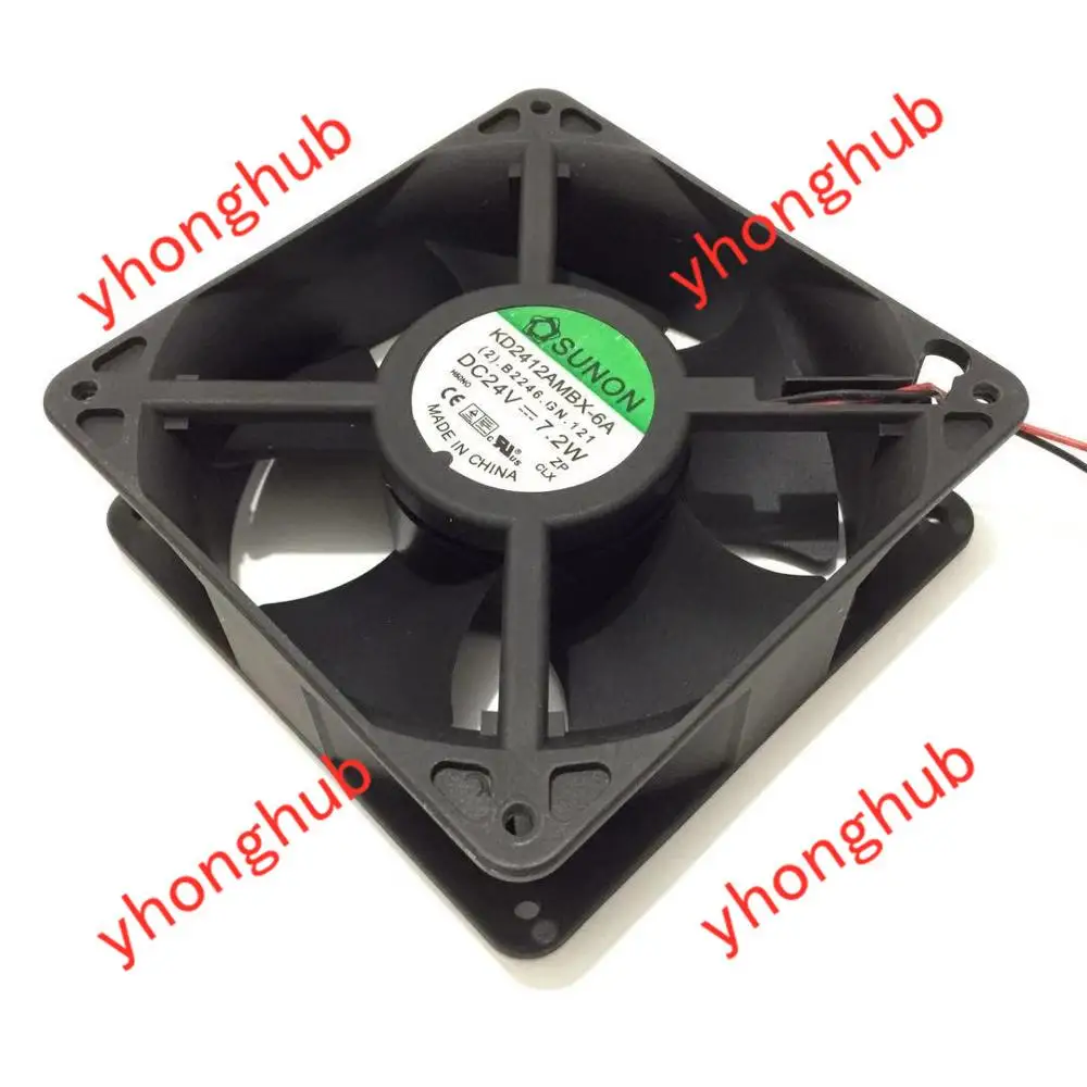 

SUNON KD2412AMBX-6A (2). B2246. GN.121 DC 24V 7.2W 120x120x38mm 2-wire Server Cooling Fan