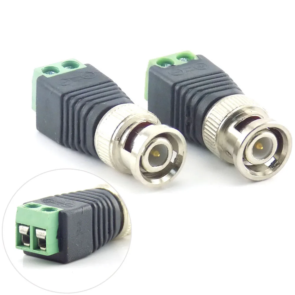 2PCS BNC Male CAT5 CCTV Video Adapter Coaxial Coax Balun Camera TV Connector K9